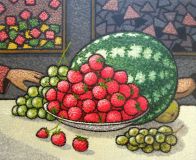 Still life with strawberries.