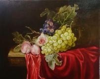 Copy of Willem van Aelst still life on red velvet